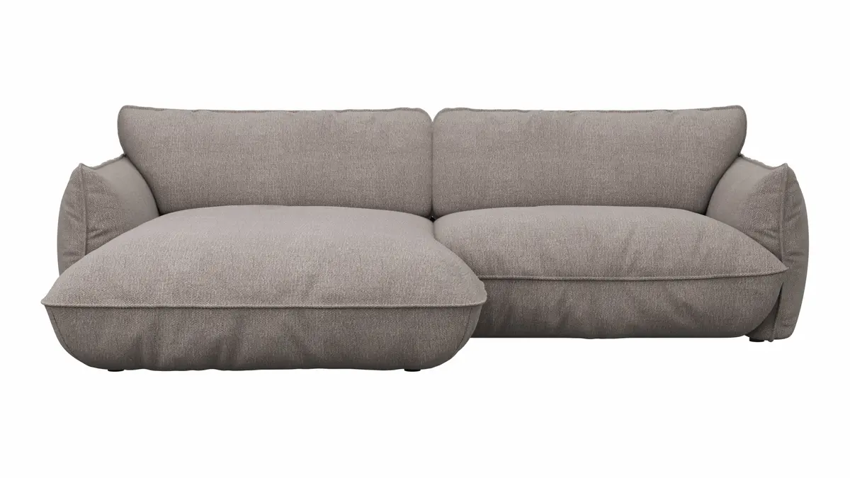 Ecksofa Fluffy - Longchair mit 2,5-Sitzer rechts inkl. Rückenlehne verstellbar, Stoff, Taupe
