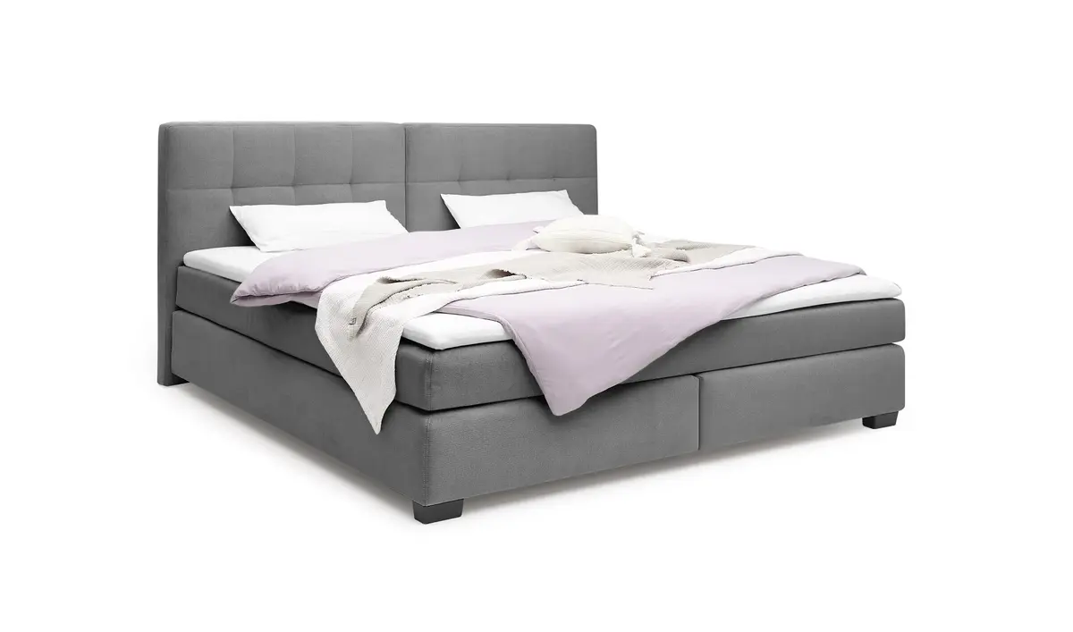 Boxspringbett JILA- Ligefläche ca. 240x200 cm, Stoff, Dunkelgrau