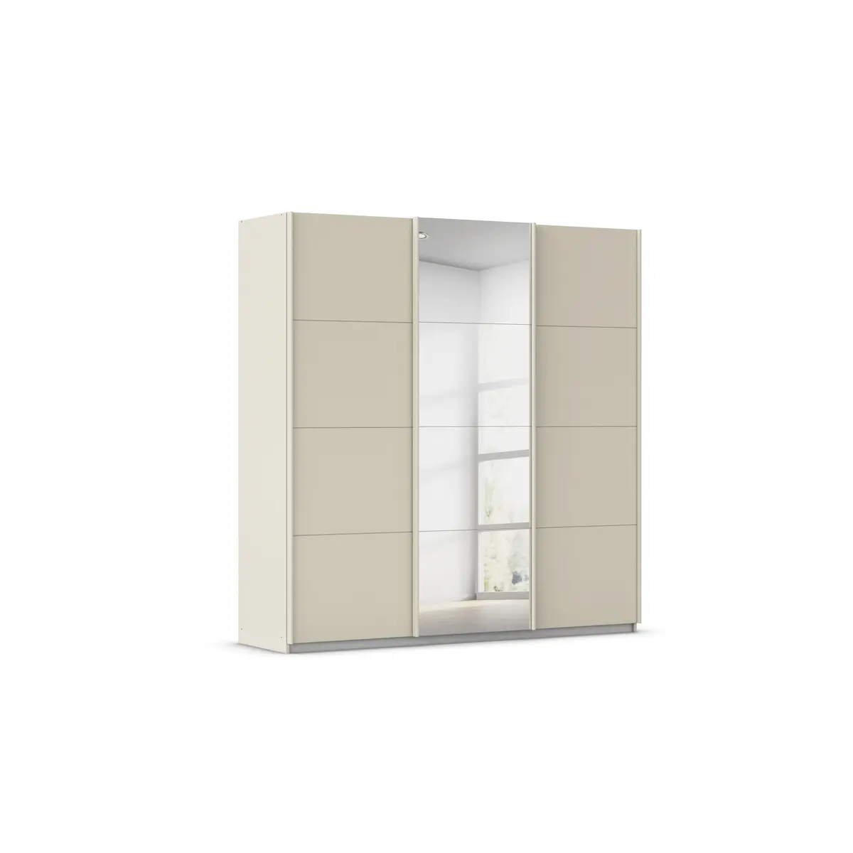 Schwebetürenschrank RIVASA- B ca. 203 cm, Champagner, Spiegel