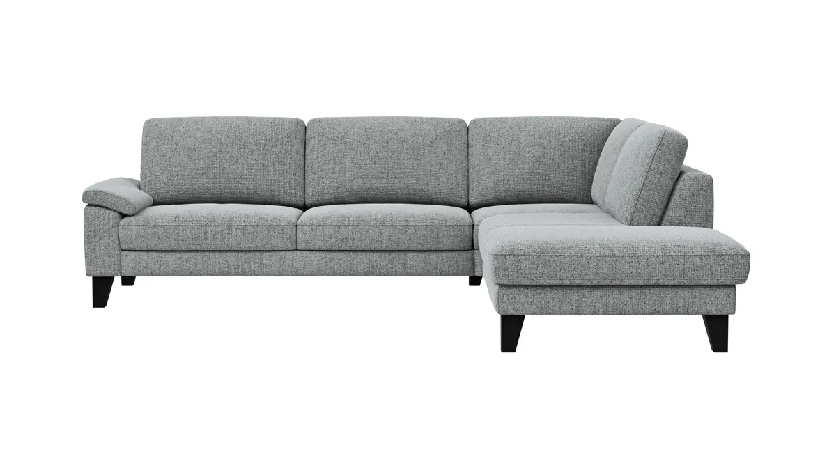 Ecksofa Oviedo - 2,5-Sitzer mit Ecke rechts inkl. Drehsitz, Stoff, Hellgrau