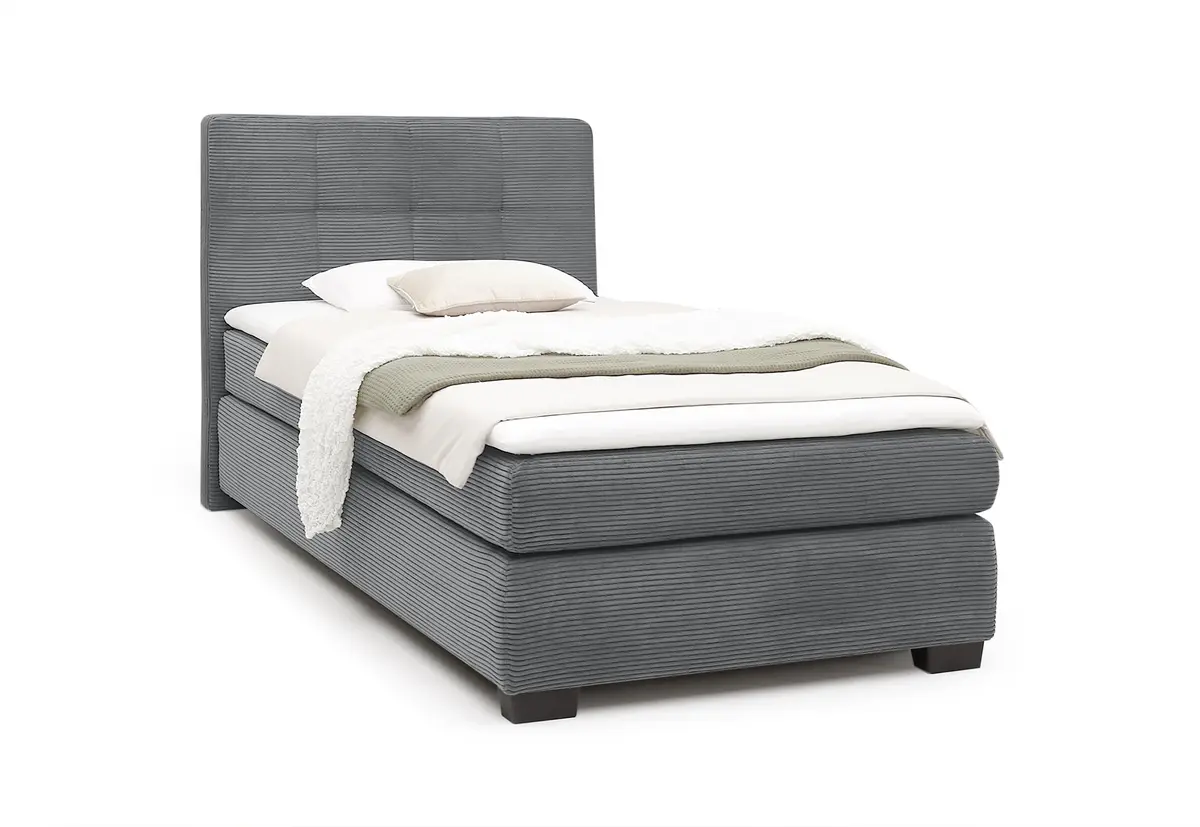 Boxspringbett JILA- Ligefläche ca. 120x200 cm, Stoff, Grau