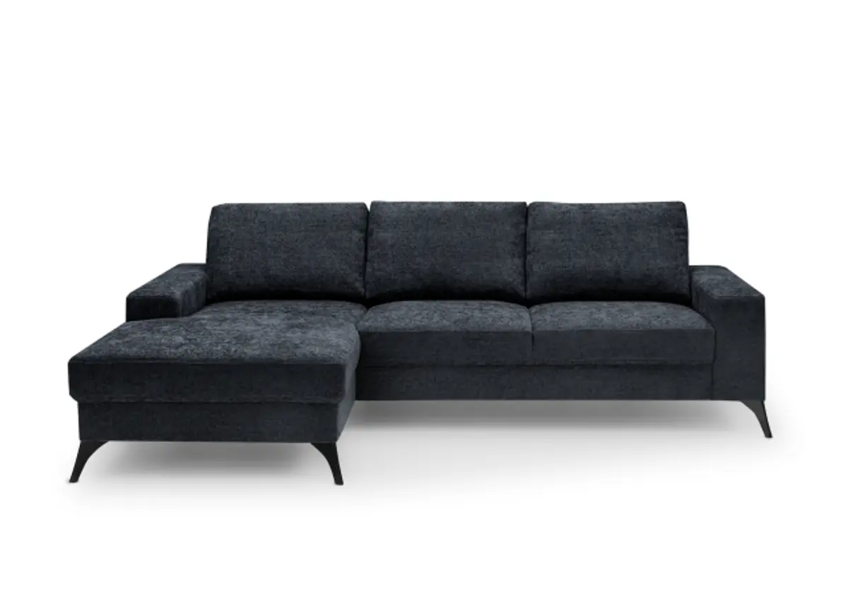 Ecksofa - Ecke links, 2-Sitzer, Stoff, Blau