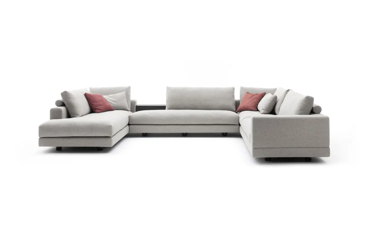 Ecksofa Cuneo - Longchair links, 2,5-Sitzer, Ecke rechts, Stoff, Hellgrau