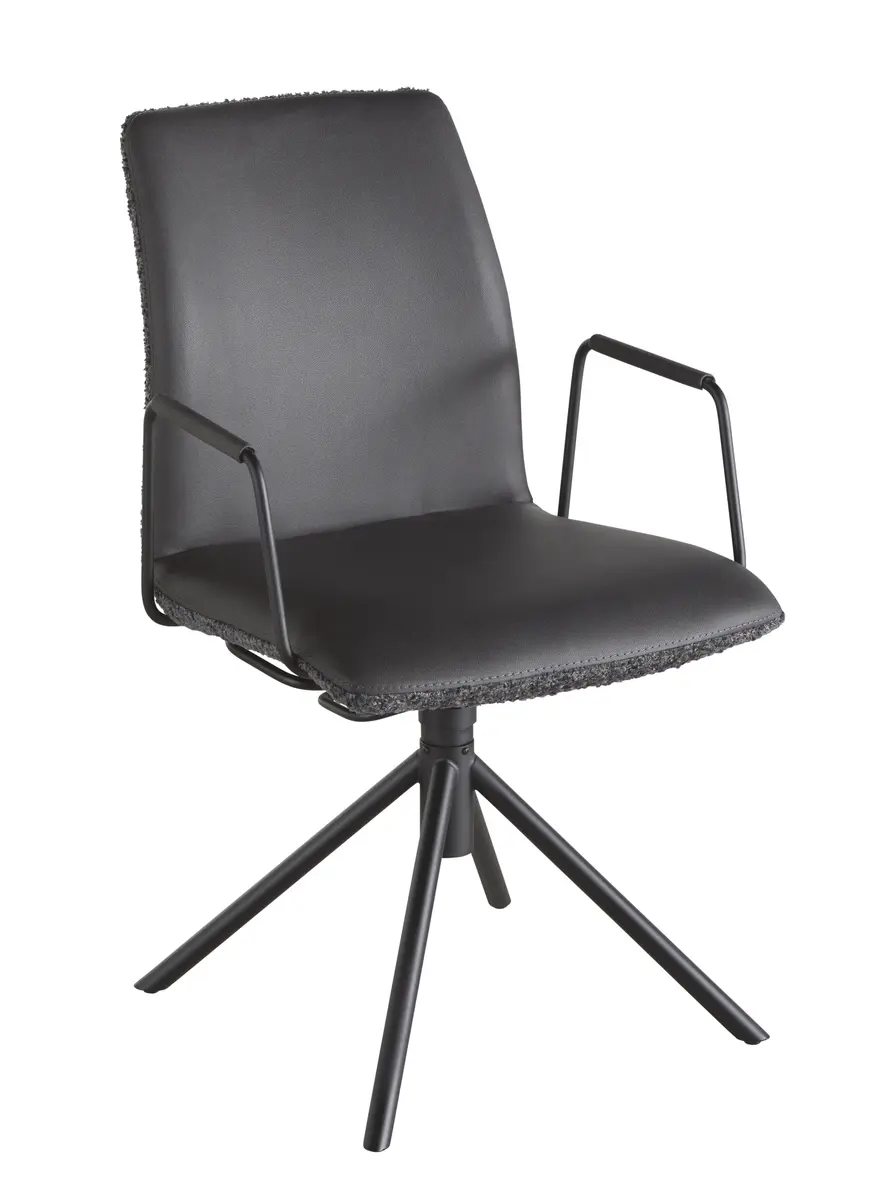 Armlehnstuhl Sedana - drehbar, Stoff, Dunkelgrau