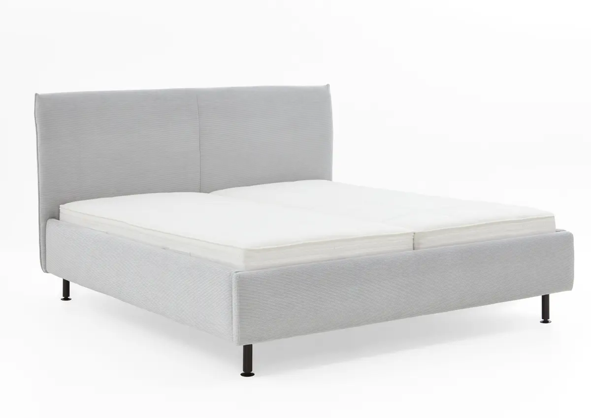 Polsterbett - Liegefläche ca. 180x200 cm, Feincord Silber