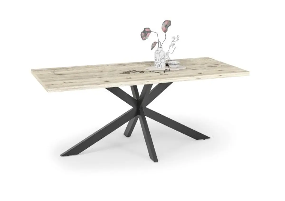 Esstisch - LB ca. 200x100 cm, Sandeiche, Schwarz