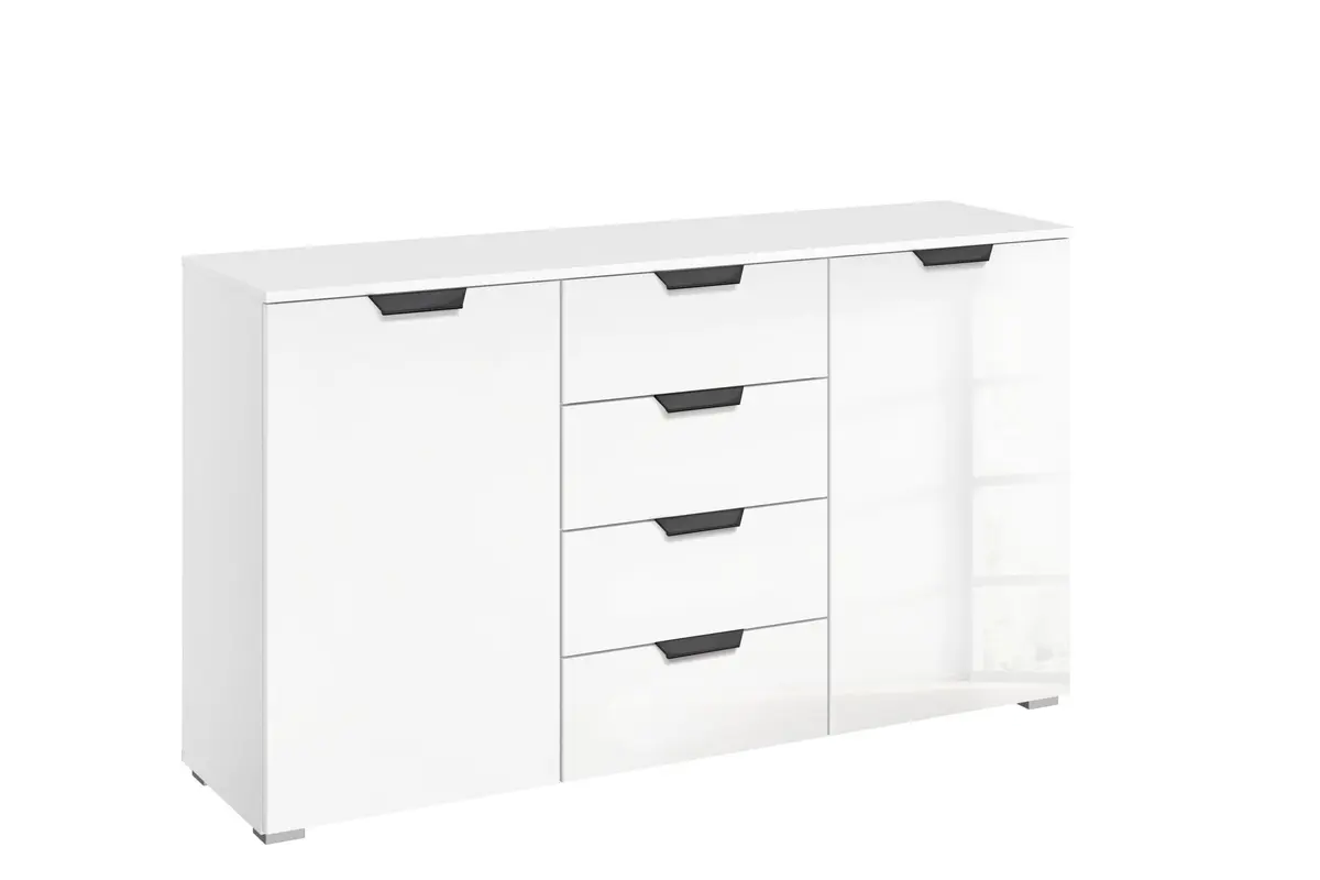 Kommode ROMED- Weiß, Glas Weiß