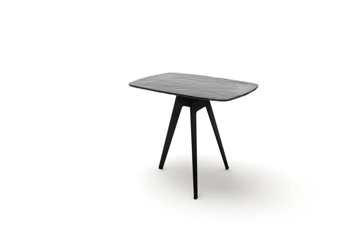 Beistelltisch Susa - LBH ca. 60x45x50 cm, Schmelzglas, Schwarz