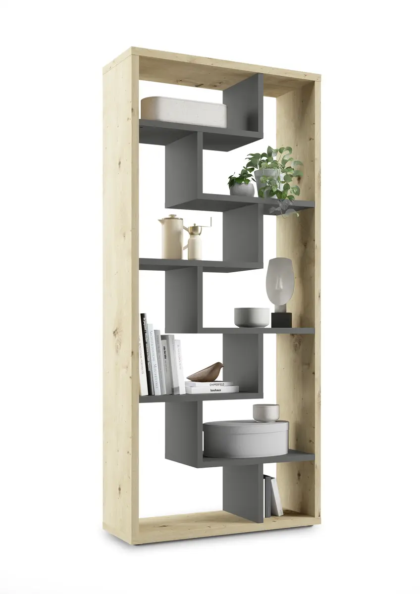 Raumteiler - B ca. 90 cm, Asteiche, Anthrazit