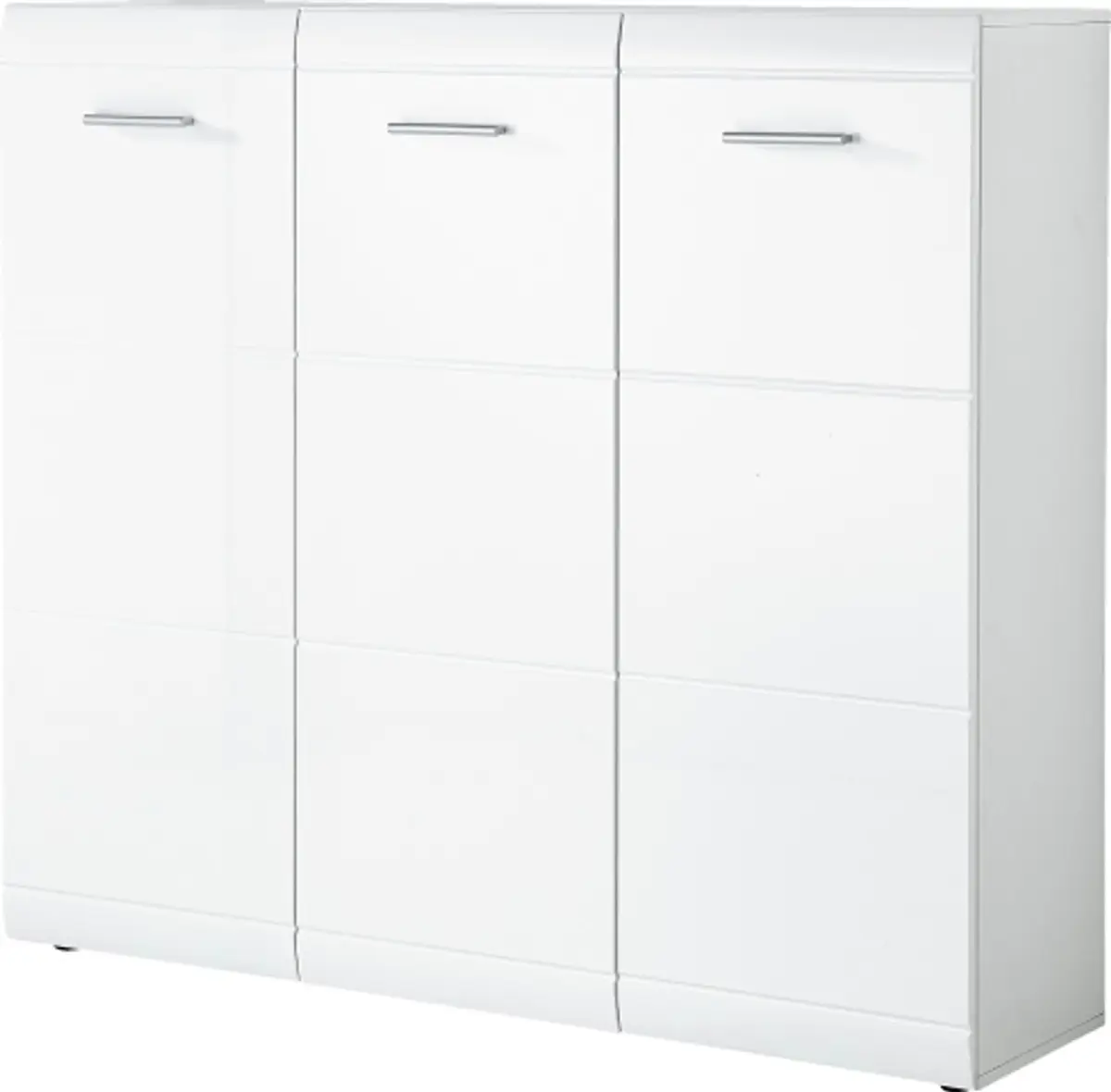 Schuhschrank GALDO - B ca. 134 cm, Weiß, Hochglanz