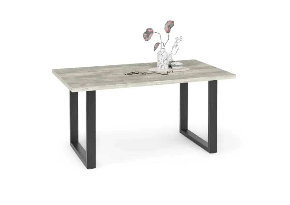 Esstisch - LB ca. 160x90 cm, Betonoptik, Schwarz