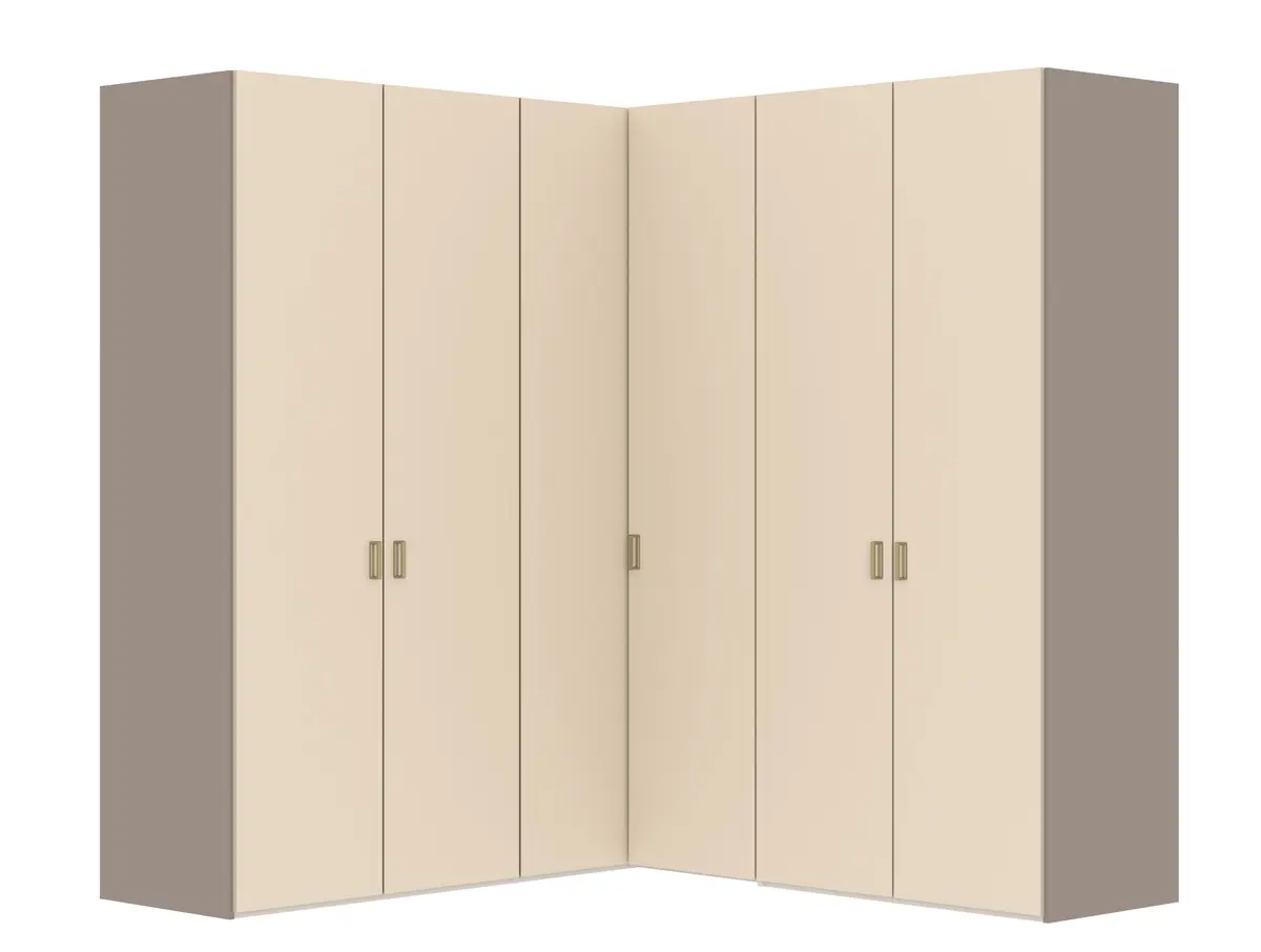 Eckschrank JOIN IT- B ca. 203 cm,  Nougat, Glas, Creme
