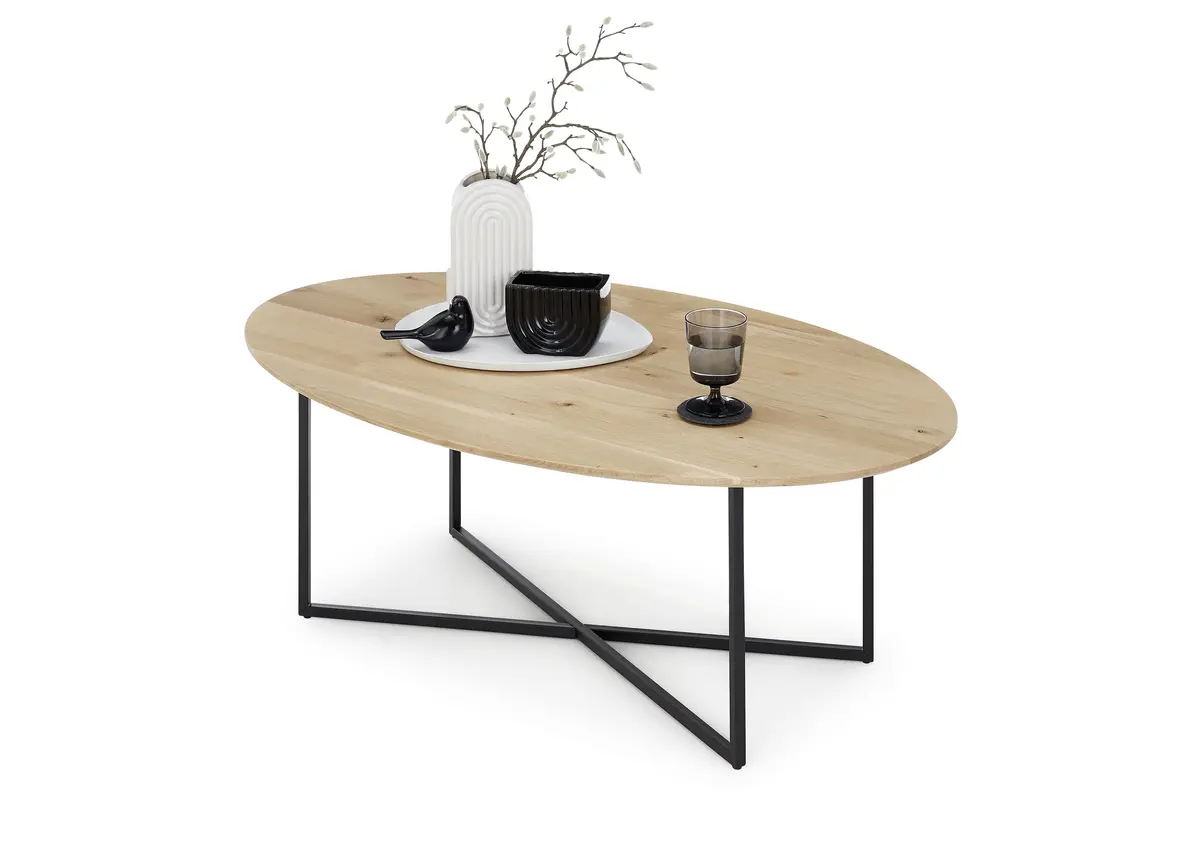 Couchtisch - LB ca. 115x70 cm, Wildeiche massiv geölt, Schwarz