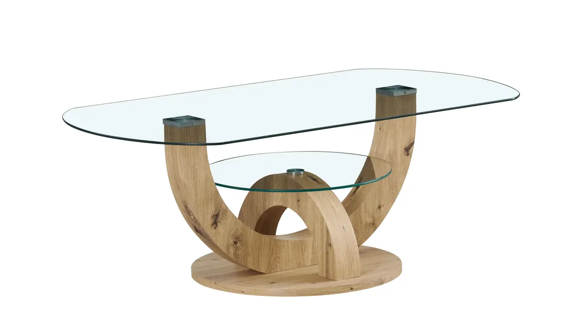 Couchtisch - LB ca. 110x60 cm, Glas, Artisan Eiche Nachbildung