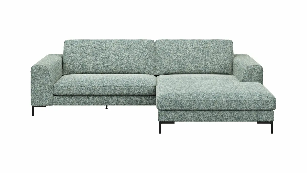 Ecksofa Solano - 1,75-Sitzer mit Longchair Rechts, Stoff, Hellblau