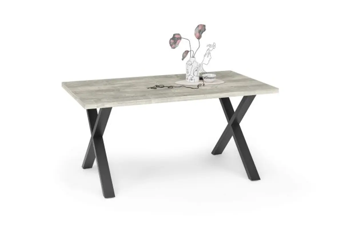 Esstisch - LB ca. 160x90 cm, Betonoptik, Schwarz