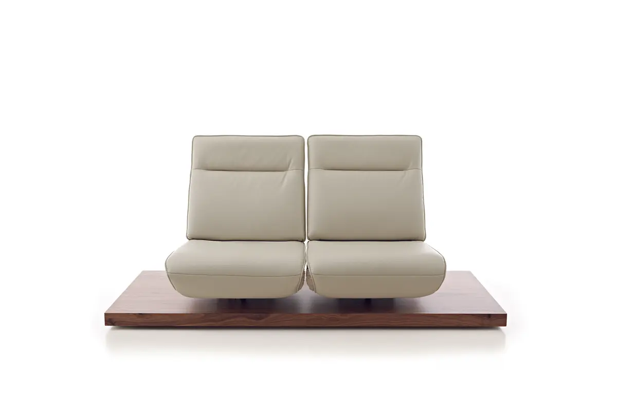 Sofa - 2-Sitzer, Relaxfunktion motorisch, Leder/Stoff Perlmutt