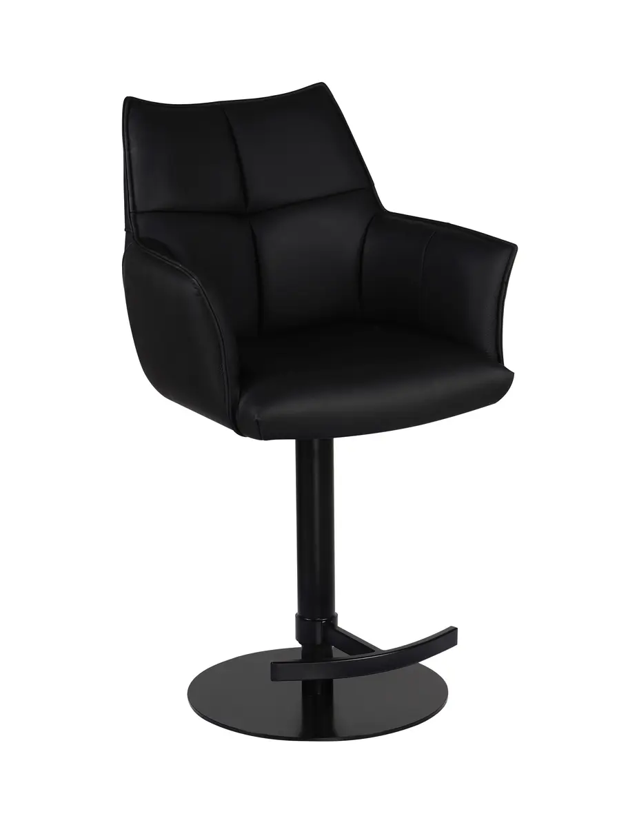 Barhocker MELE - drehbar, höhenverstellbar, Leder, Schwarz