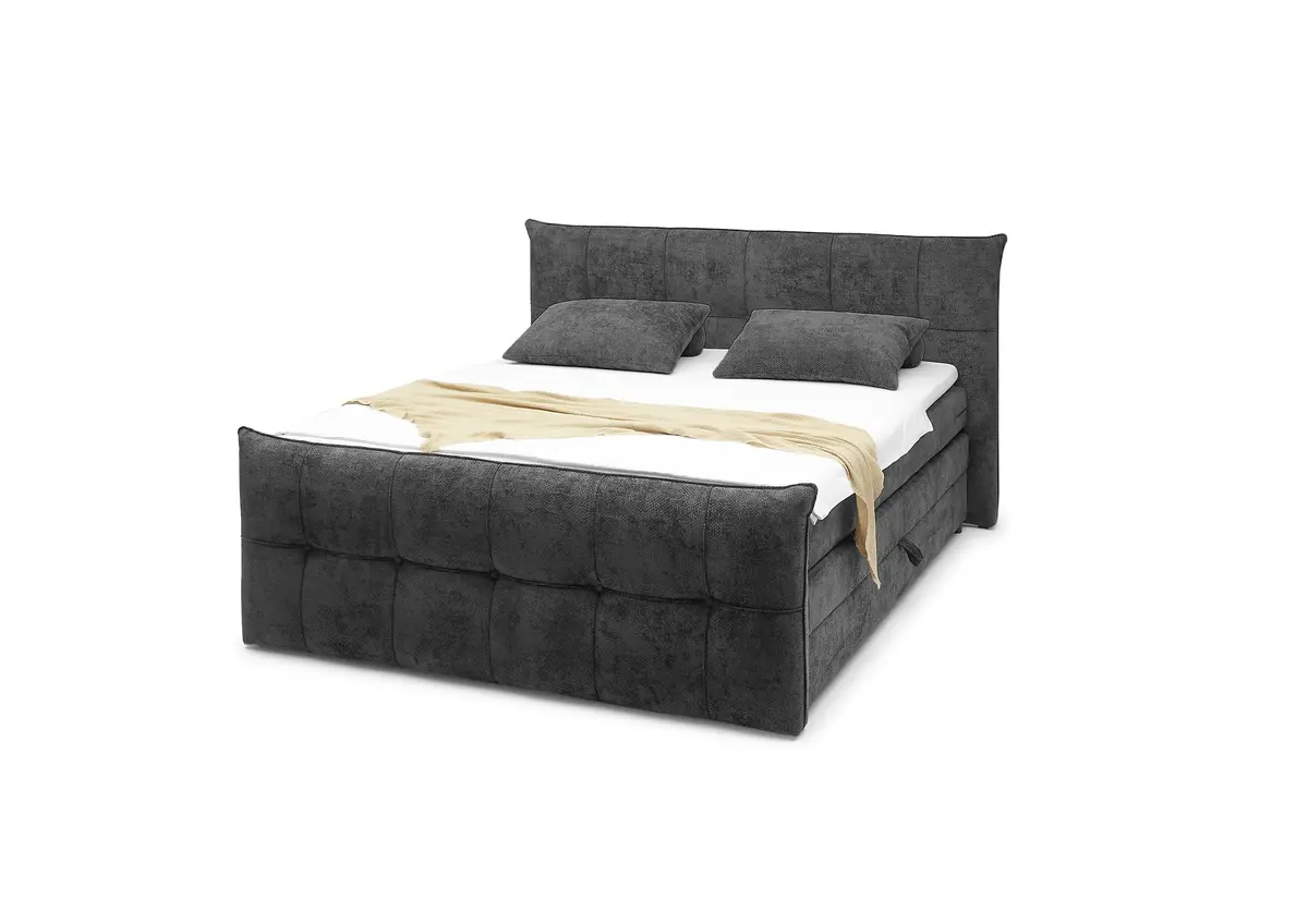 Boxspringbett- Liegefläche ca. 180x200 cm, Stoff, Schwarz