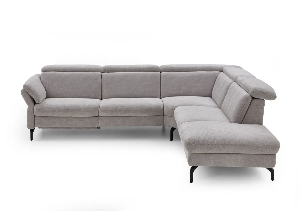 Ecksofa - 2-Sitzer mit Ecke rechts, Stoff, Silbergrau