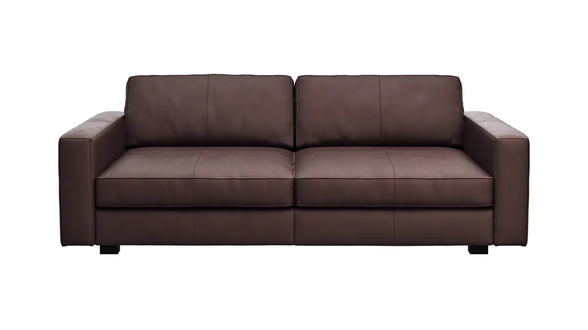 Sofa Aprino 2 - 3,5-Sitzer XXL, Dickleder, Dunkelbraun , Armlehne Block schmal