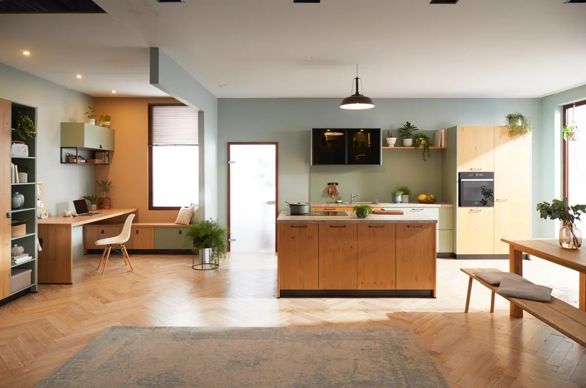 Inselküche 57.150 GL 5 522, Asteiche Natur gebürstet