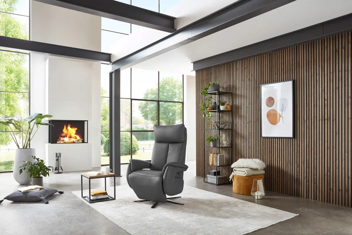 Fernsehsessel EM Pirna HV - Relaxfunktion, Leder, Anthrazit