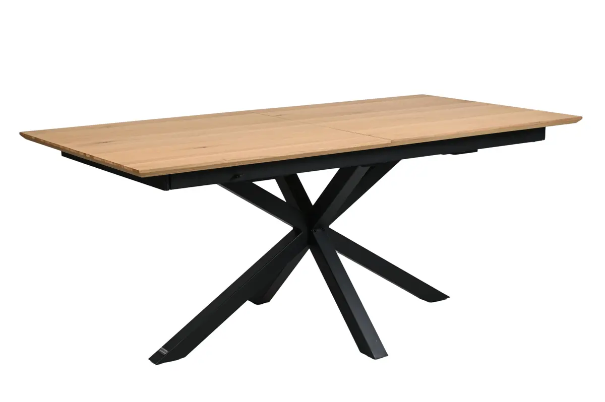 Esstisch MAKAIO - ausziehbar, LB ca. 180x90 cm, Eiche Furnier, Schweizer Kante, Schwarz