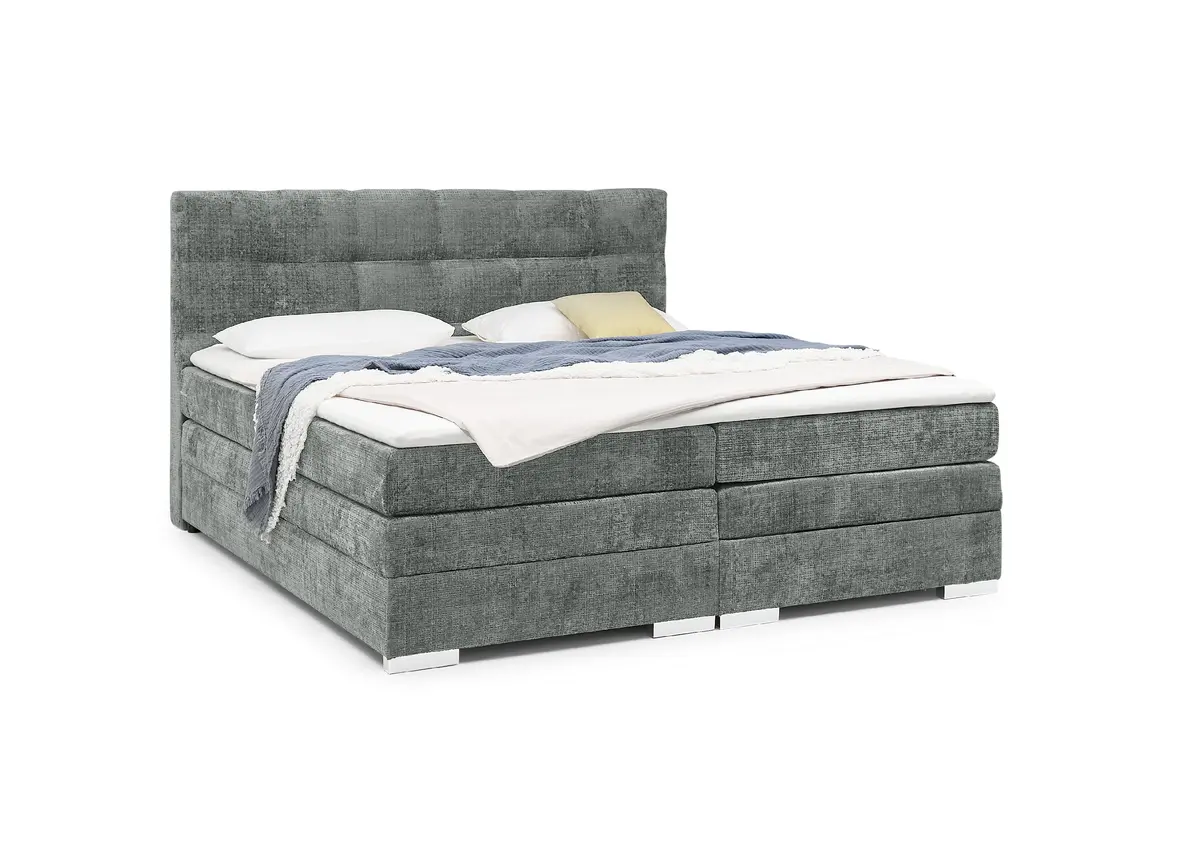 Boxspringbett SANDRIN I- Liegefläche ca. 200x200 cm, Stoff, Grau
