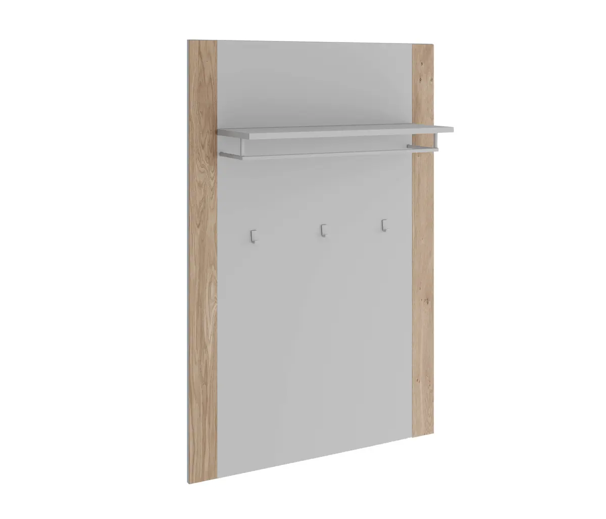 Garderobenpaneel - B ca. 82 cm, Kreidefarben, Eiche bianco massiv geölt