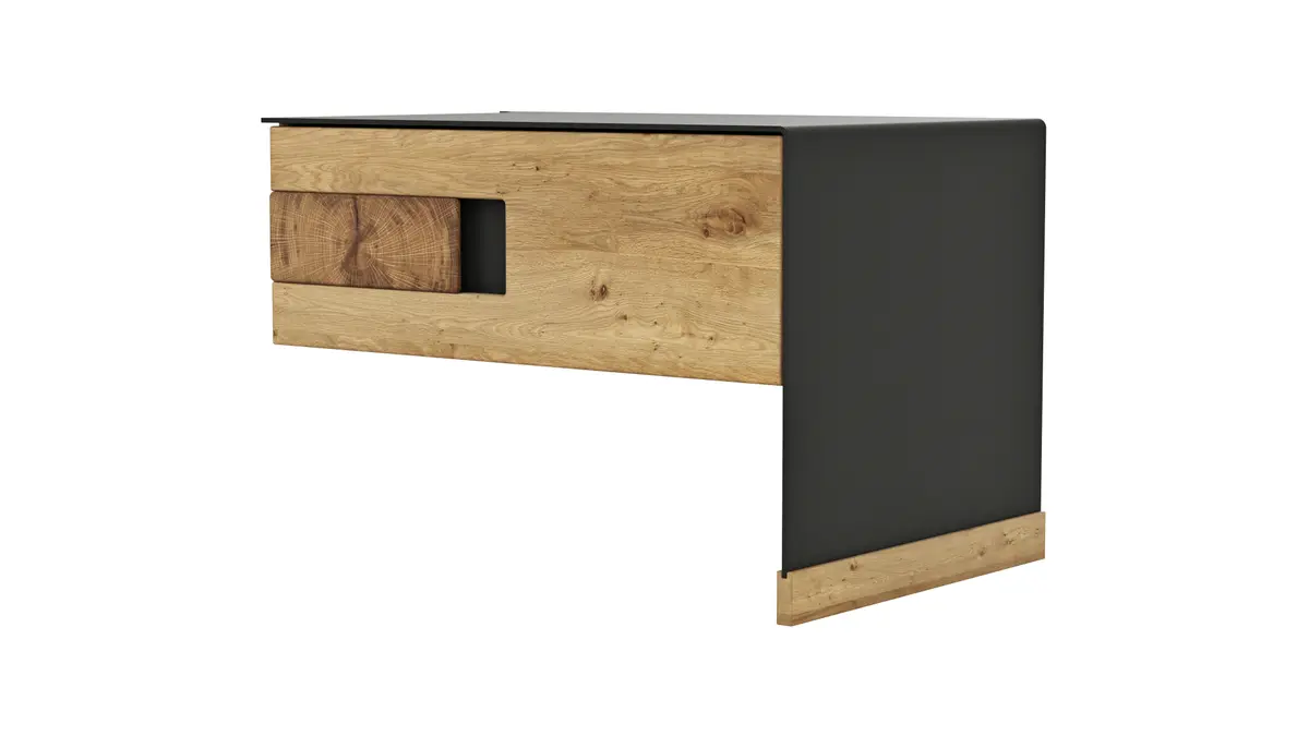 Nachtkonsole Baltimore - Rechts, Wildeiche massiv, Metall