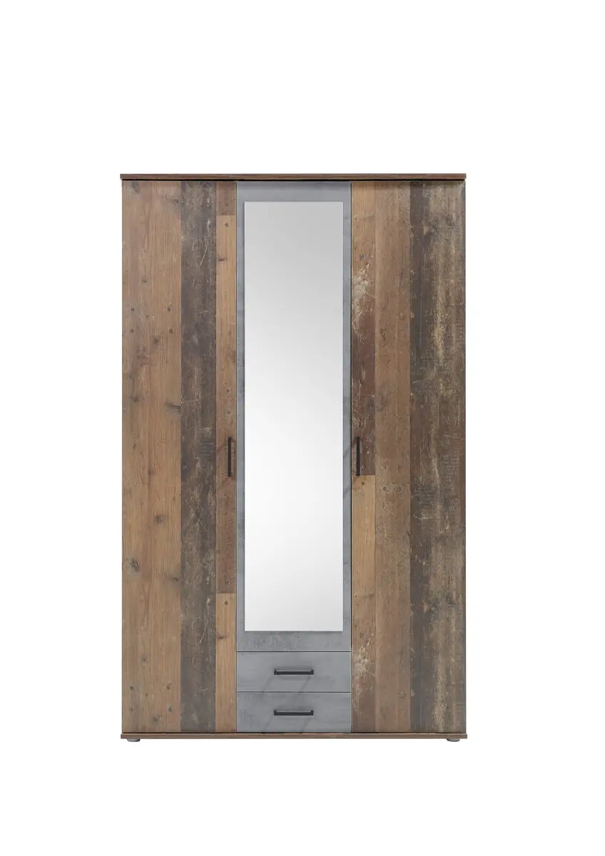 Drehtürenschrank- B ca. 120 cm, Vintage Dekor , Spiegel, Anthrazit