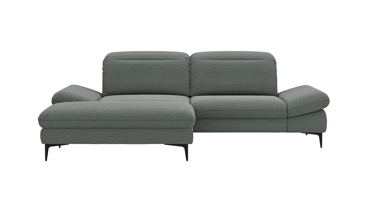 Ecksofa Alegria - Longchair links mit 1,5-Sitzer inkl. Kopfteil/ Armlehne/ Sitztiefe verstellbar, Stoff, Eisblau