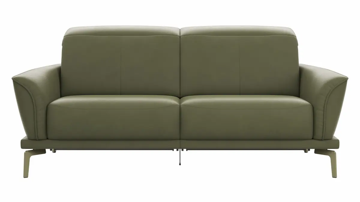 Sofa Amadena - 2-Sitzer inkl. Relaxfunktion motorisch und Kopfteil verstellbar, Leder, Olive