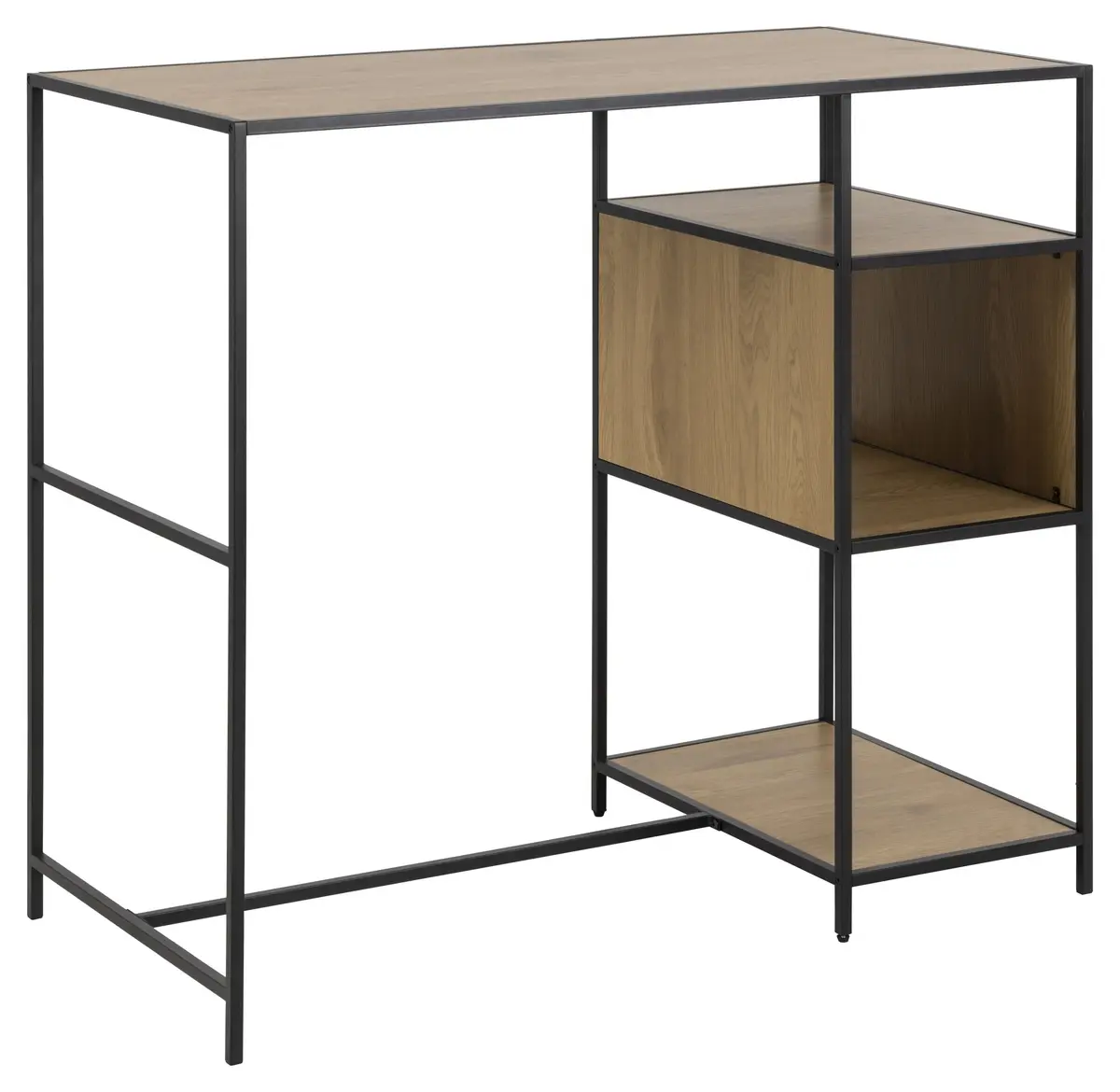 Bartisch - Wildeiche Nachbildung, Metall schwarz 