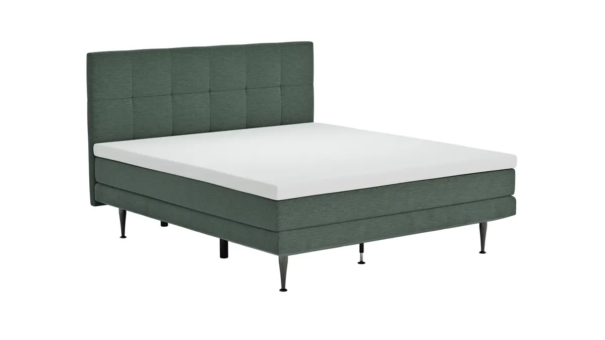 Boxspringbett Valencia - Liegefläche ca. 180x200 cm, Stoff, Dunkelgrün