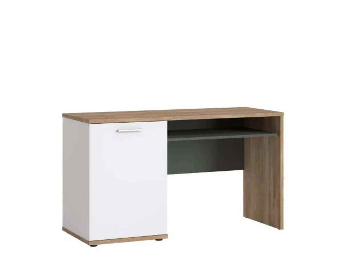 Schreibtisch- LB ca. 130x50 cm, Weiß, Eiche Dekor, Graphit