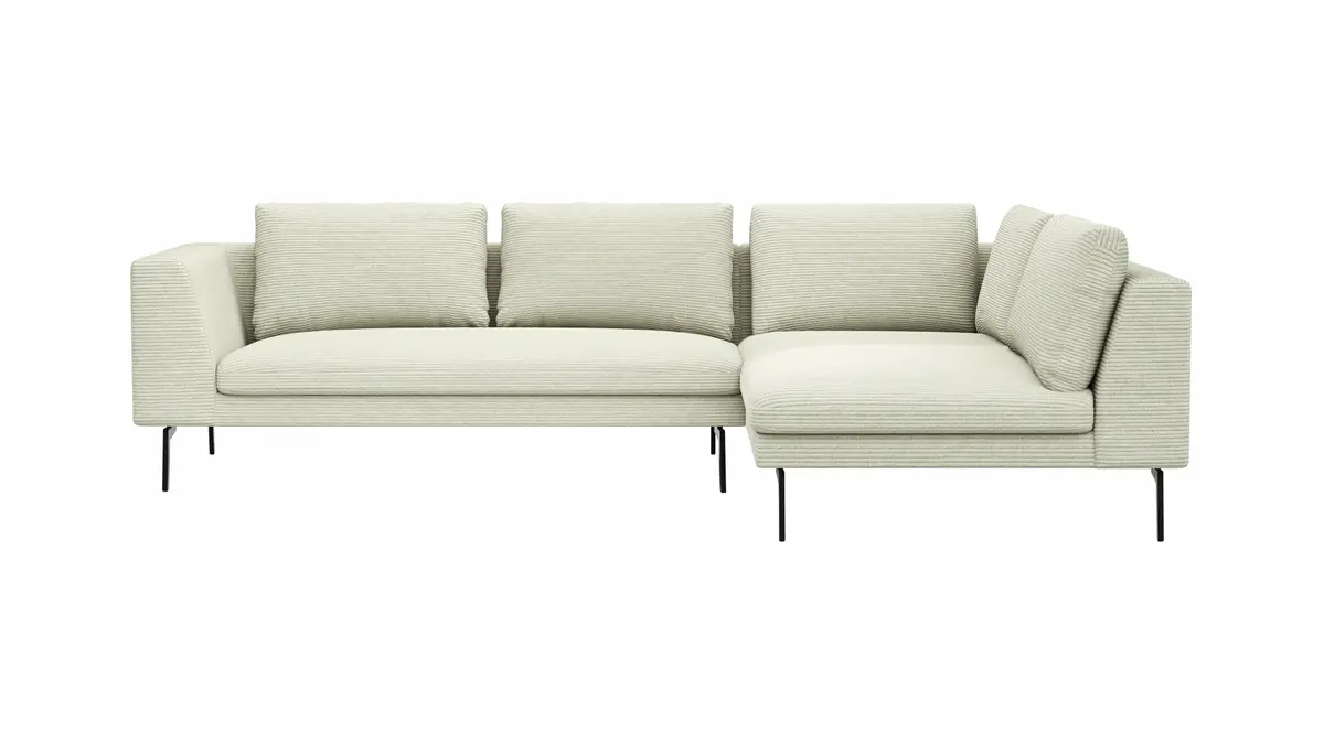 Ecksofa Helmi - 2,5-Sitzer, Ecke rechts, Cord, Creme