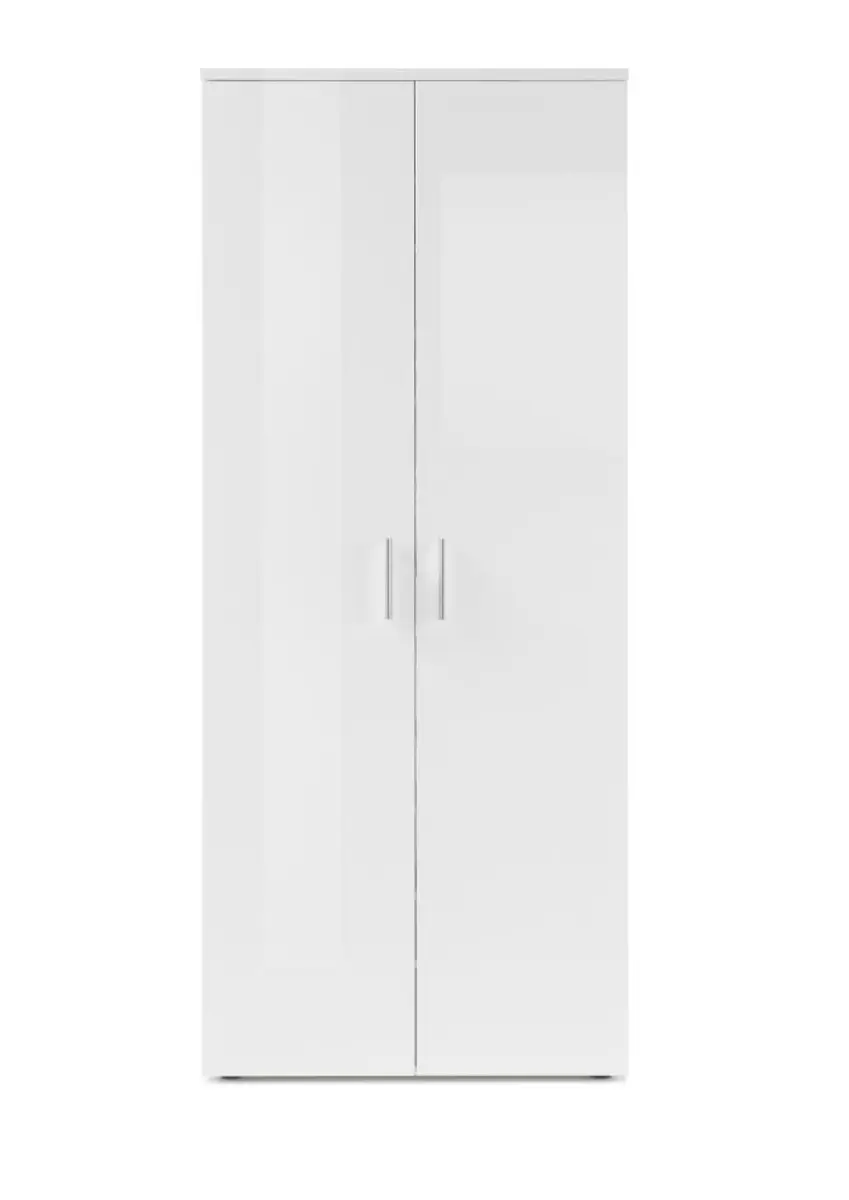 Schuhschrank - B ca. 80 cm, Weiß, Weiß Hochglanz