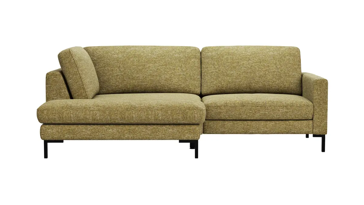 Ecksofa Oviedo - Ecke links mit 1,5-Sitzer, Stoff, Senfgelb