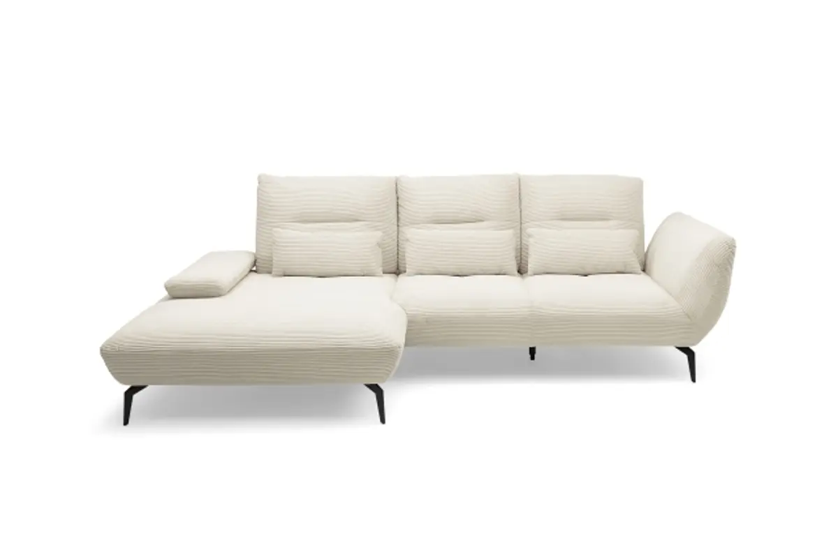 Ecksofa PAYTON - Ecke links, 2-Sitzer, Stoff, Creme