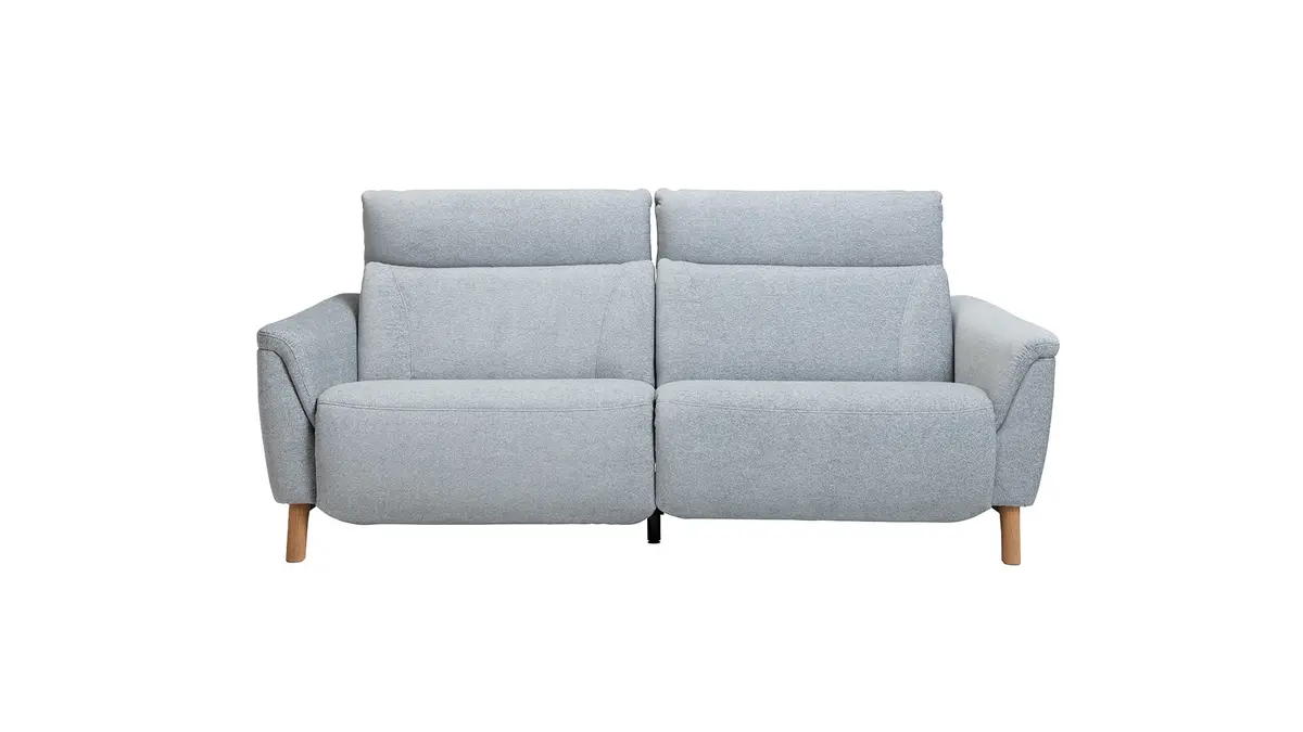 Sofa Nevin - 3-Sitzer, inkl. Relaxfunktion und Kopfteilverstellung (motorisch), Stoff, Silbergrau 