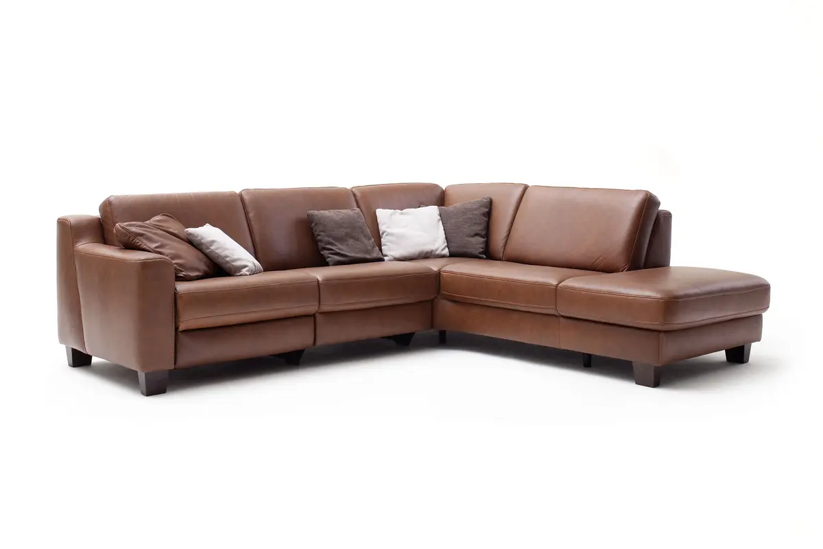 Ecksofa - 2,5-Sitzer mit Ecke rechts, Leder, Brandy