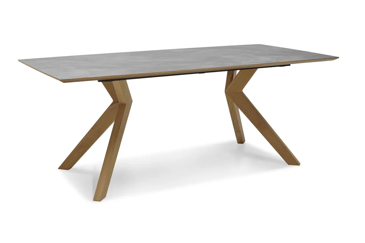 Esstisch - LB ca. 200x100 cm, Wildeiche massiv, Platte, Steinoptik Schiefer