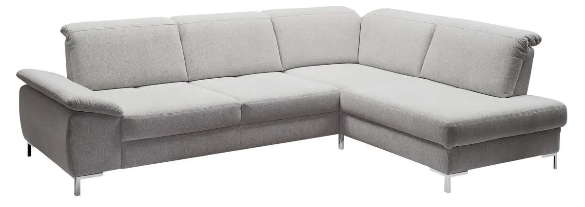 Ecksofa - 2-Sitzer mit Ecke rechts, Sitztiefe verstellbar, Stoff, Natur