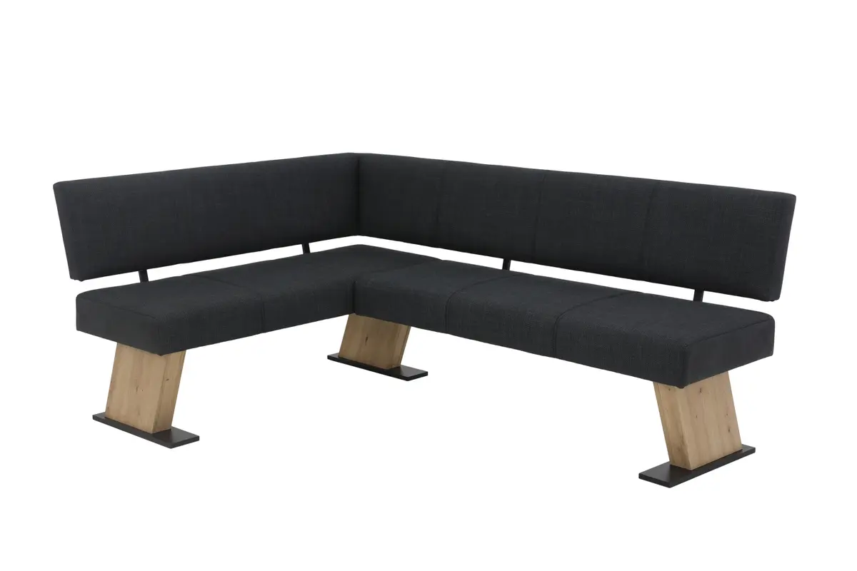 Eckbank - Webstoff, Anthrazit, Artisan Eiche Nachbildung