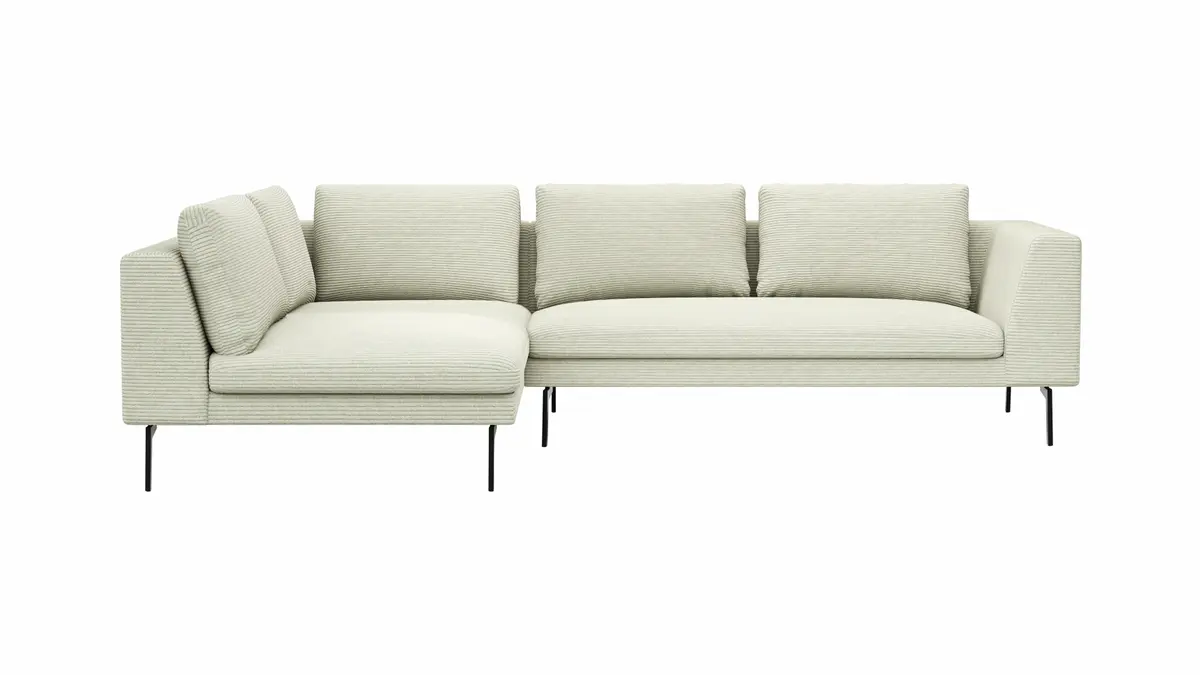Ecksofa Helmi - Ecke links, 2,5-Sitzer, Cord, Creme