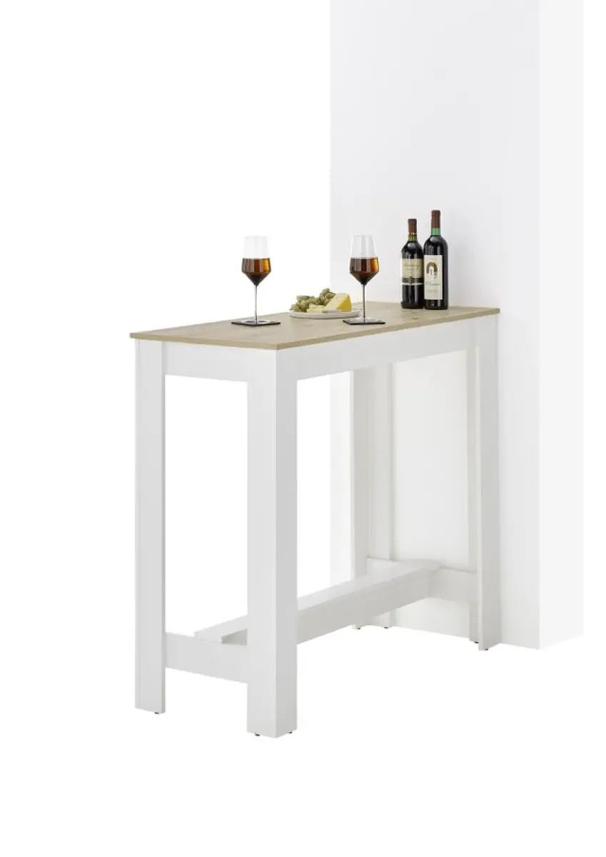 Bartisch - LB ca. 115x50 cm, Artisan Eiche Nachbildung, Weiß