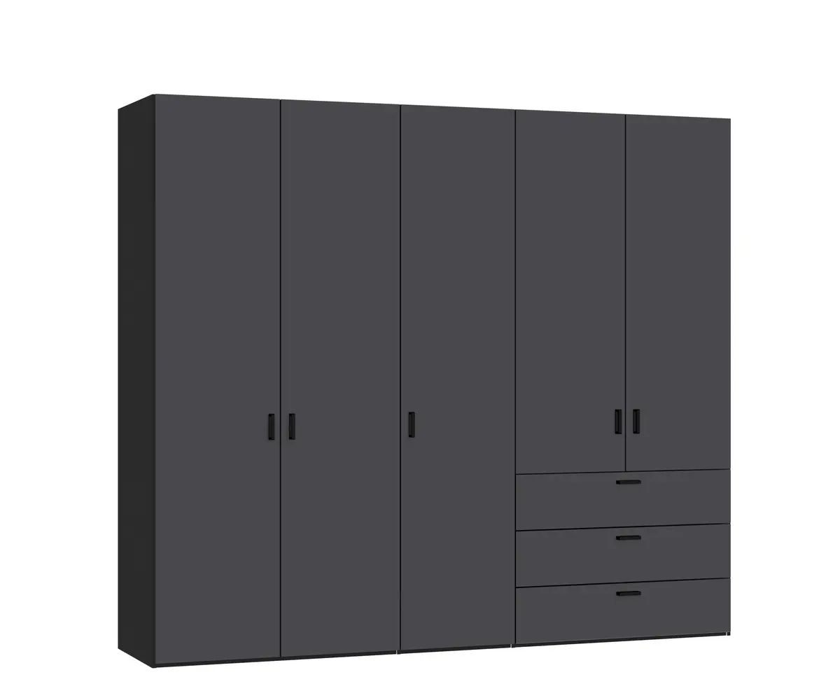 Drehtürenschrank JOIN IT- B ca. 252 cm, Schwarz, Anthrazit