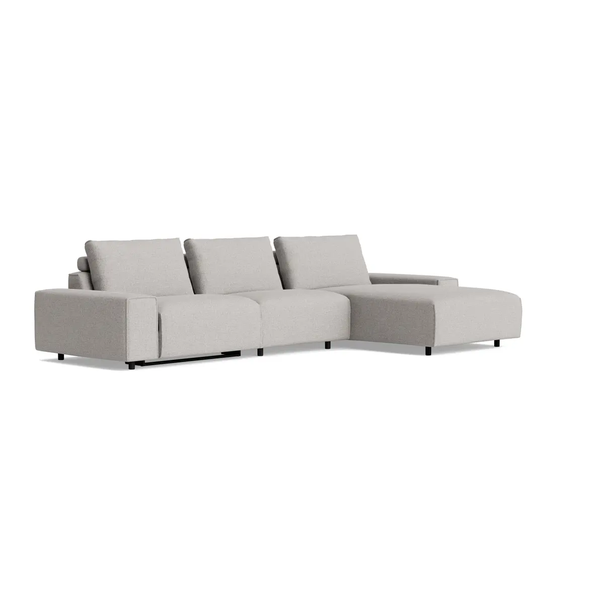 Ecksofa Serava - 2,5-Sitzer mit Longchair rechts, inkl. Relaxfunktion, Stoff, Grau